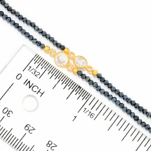 Mehers Jewelry 60" Gemstone Bead & Simulated Diamond Station 925 Silver Necklace - Picture 5 of 7