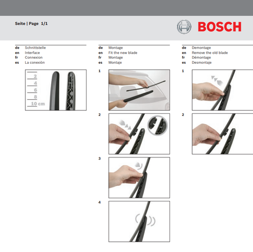BMW 5 Series Touring Front and Rear Windscreen Wiper Blades 2010 On BOSCH - Picture 10 of 13