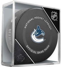 Vancouver Canucks NHL Ice Hockey Team Sher-Wood Official Game Puck IN CUBE 2021-