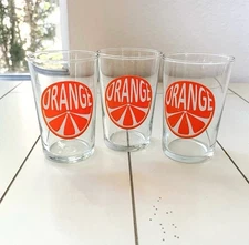Luminarc Retro Orange 7 Oz Juice Glasses Set of 3 Clean Mid Century Modern Decor