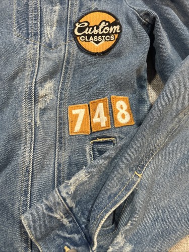 Rebel Soul Jeansjacke Damen XL Biker Motorrad Patches Blue Jeans Trucker - Bild 4 von 17