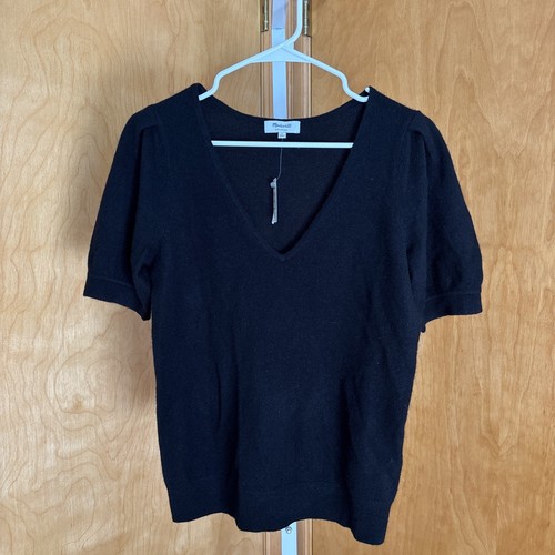 MADEWELL Cashmere Sweater Tee S Puff Sleeve Top Black Minimalist Workwear NWT - Bild 3 von 6