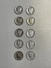 Lot of 10 Mercury Dimes 90% Silver 1929-1945