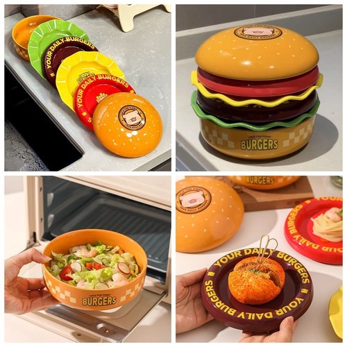 6-Schicht Keramische Burger platte Stapelbar Geteilte Platten