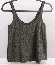 AE American Eagle Lace Gray Floral Tank Top Lined Back Zip Boho Casual Womens XS