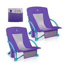 Beach Chairs for Adults 2 Pack,Heavy Duty Folding Low Back Camping ... Fast Ship