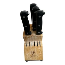 JA Henckels International Wooden Knife Block and 4 Large Ever Sharp Pro Knives