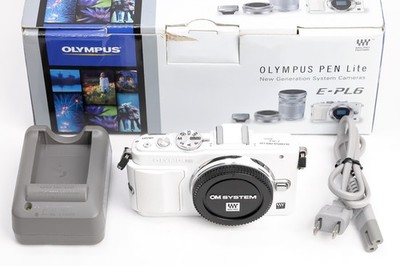 Count:1681 Near Mint Olympus PEN Lite E-PL6 White 16.1MP Mirrorless Camera Body