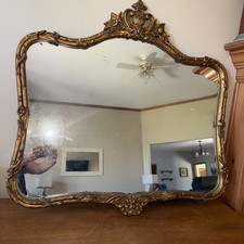 Antique Wood Gold Gilt Mirror Leaves Flowers Vines 37