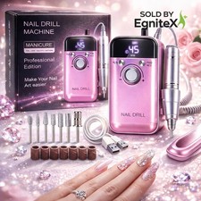 Electric Nail Drill Machine Professional Cordless 45000RPM Manicure Pedicure Kit