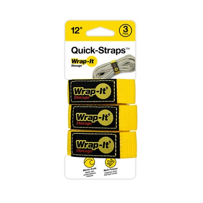 Wrap-It, Storage Straps Yellow 12in. (3 Pack), Straps (qty.) 3 Length 12 in,