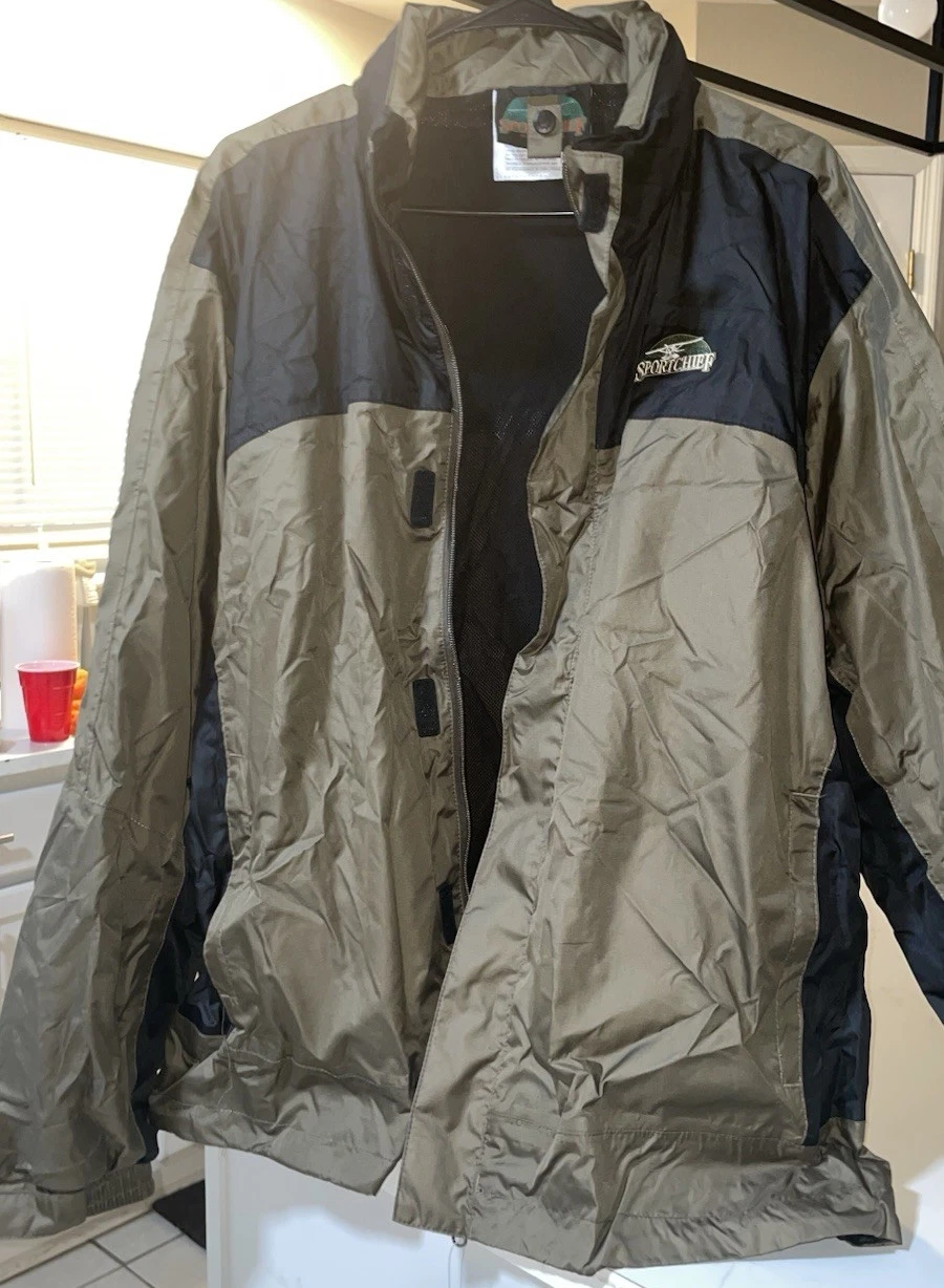 Sportchief Men’s XL Gray/Black Waterproof Breathable Full Zip Mid-Length Jacket