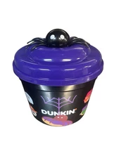 Limited Edition 2025 Dunkin’ Halloween Bucket With Spider Lid And Handle
