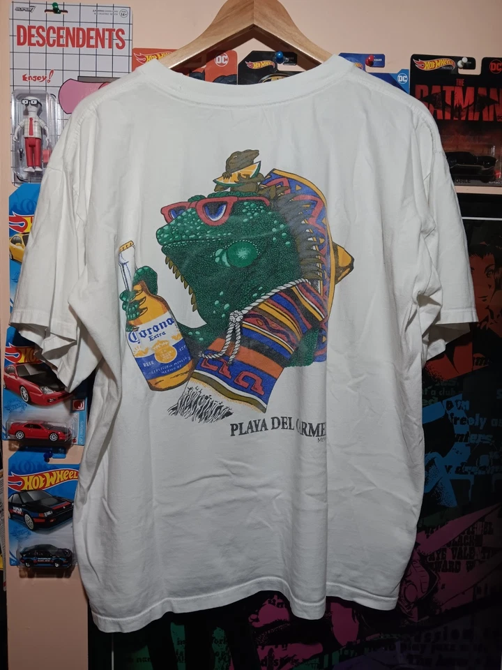 复古 Corona 啤酒蜥蜴促销衬衫,尺寸 L — 第 3/4 张图片