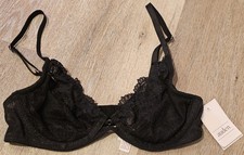 Auden Women's Size 32B Unlined Lace Balconette Coverage Underwire Bra BLACK