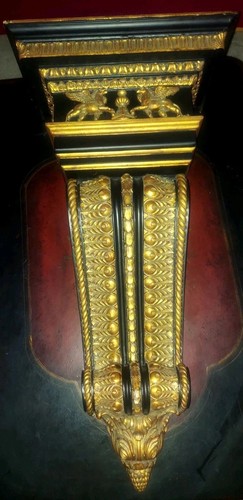 Magnificent Regency Style Italian Wall Bracket Shelf Black/Gold 31" Tall - Picture 11 of 13