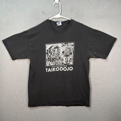 Vintage 90s San Francisco Taiko Dojo Graphic T-Shirt Black Mens Size Large