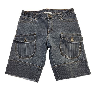 Patrick Robinson for Target Juniors Gray Denim Bermuda Cargo Shorts Size 7 Y2K