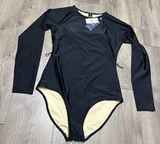 NWT Cabana Life Blue Long Sleeve One Piece Swimsuit Sanibel No Belt M Rash Guard