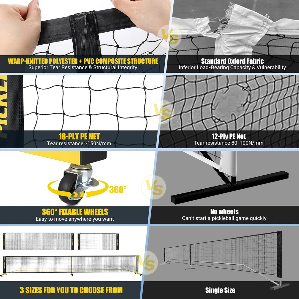 Portable 3-in-1 Pickleball Set with Net, 4 Paddles & Balls for 6FT 11FT 22FT Play Portable 3-in-1 Pickleball Set with Net, 4 Paddles & Balls for 6FT 11FT 22FT Play