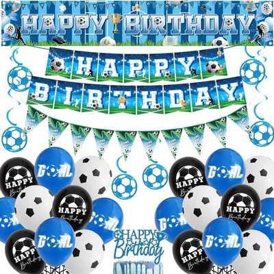 Fußball Geburtstag Deko Party Luftballons - Blau Fußball Happy Birthday Torte