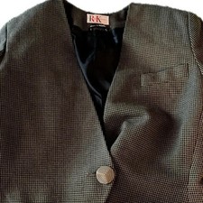 Vintage 90s Houndstooth Blazer Jacket Button Front Women's 10 Fall Academia Prep