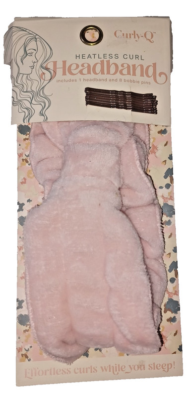 🌺 Curly-Q Heatless Curl Headband 8 Bobbie Pins Sleep New Pink Overnight Waves