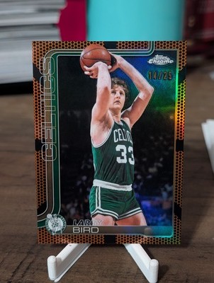 2025-26 Chrome Update Basketball /25 Larry Bird #143 Orange Refractor Topps