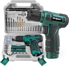Hi-Spec 110pc Green 8V USB Cordless Drill Driver Set w/ Bits & Case