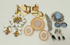 VTG Milk Glass/Enamel/Rhinestones/SS/Juliana/Avon/Har/Brooch/Earrings/Necklace