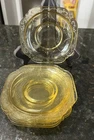 6 Vintage Yellow Depression Glass Plates Madrid Decorative Pattern