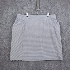 T by Talbots Womens Skort 1X Plus Blue White Striped Golf Tennis Active Pockets
