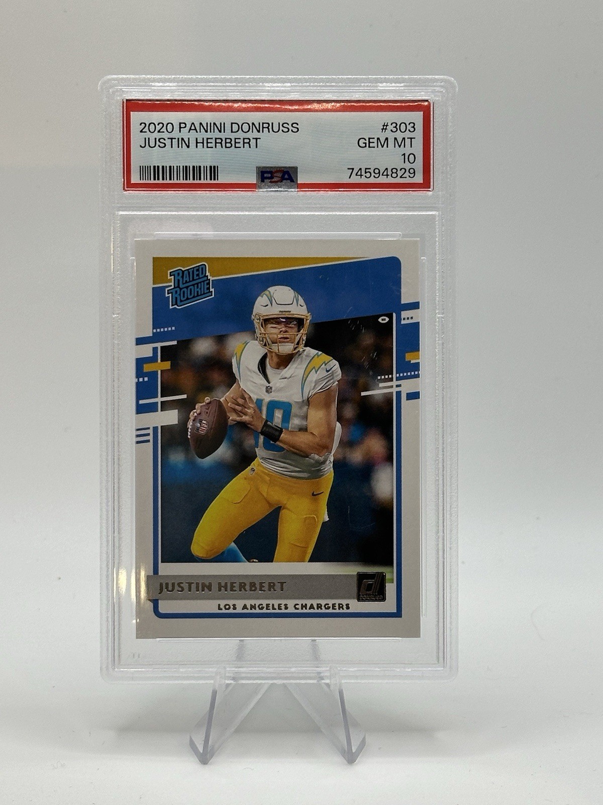 2020 PANINI DONRUSS OPTIC #153 JUSTIN HERBERT ROOKIE CHARGERS PSA 10