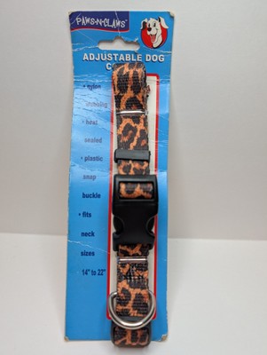 Paw N Claws Leopard Print Dog Collar Size Small 14'' to 22'' Nylon Webbing NEW