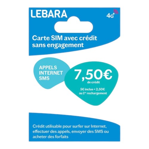 Carte SIM prépayée Lebara Mobile – 7,50 € de crédit inclus, sans engagement - 第 1/3 張圖片