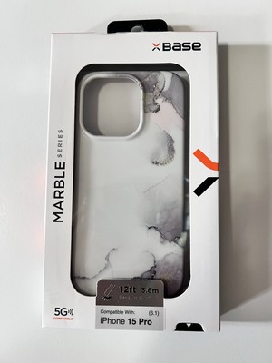 Base Marble iPhone 15 Pro (6.1 ) Gray Silver Protective Case MagCharge Enabled