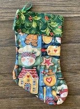 NEW Homemade Christmas Stocking 14” Gingerbread Reversible Santa Made in USA