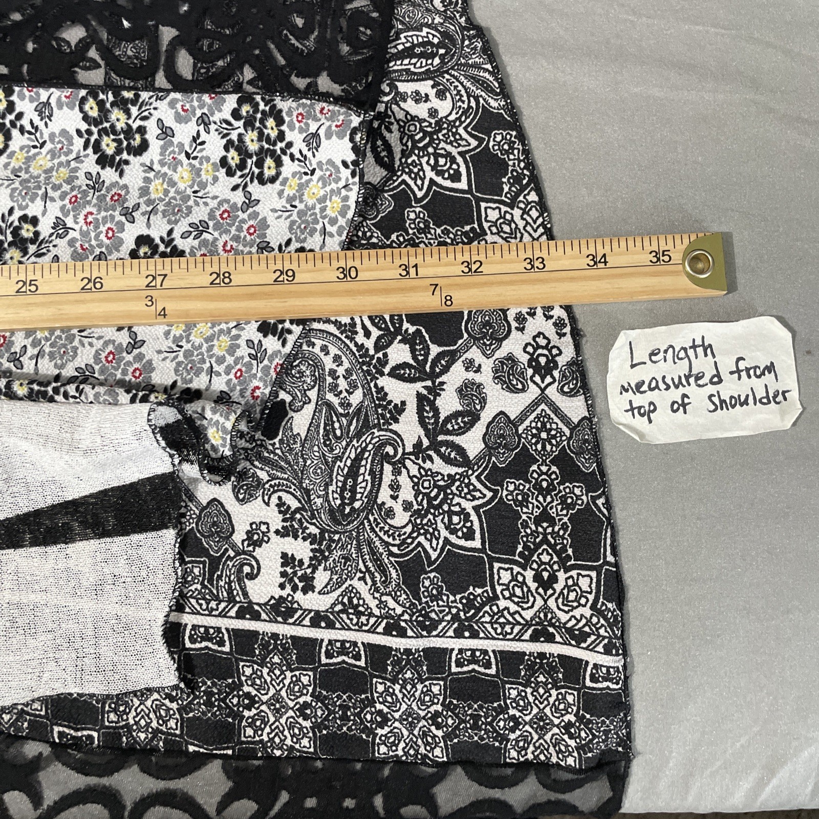 Papillon Cardigan Size Large Patchwork Sheer Blac… - image 11