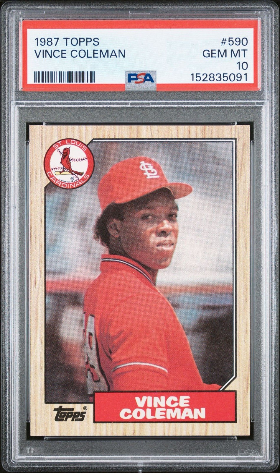 1987 Topps - Vince Coleman #590 St. Louis Cardinals - PSA 10 FRESH SLAB (Pop. 8)
