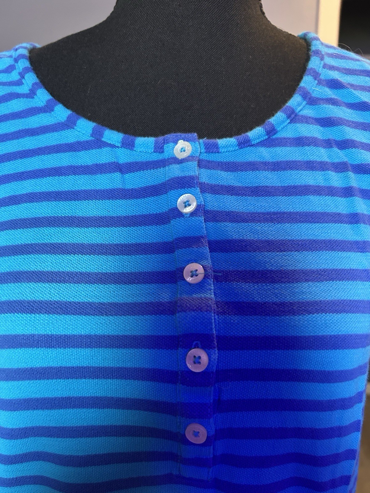 Tommy Hilfiger Women’s Size Large Top Shirt Blue Striped thumbnail 2