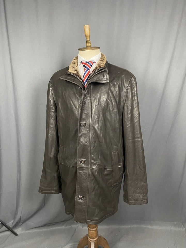 Abrigo de invierno aislado de cuero napa de cordero marrón Hugo Boss para... - Imagen 4 de 4