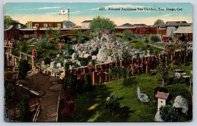 Antique California Postcard SAN DIEGO Japanese Tea Garden 1915