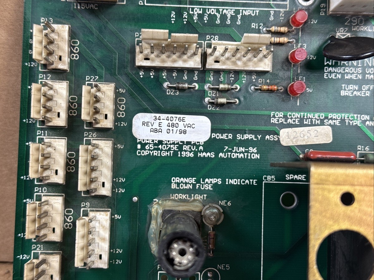 HAAS 34-4076E Rev. E Power Supply Board 480VAC 65-4075E WARRANTY