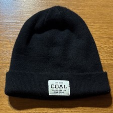 Coal Black Acrylic Knit Beanie Winter Hat Unisex Adults One Size 2