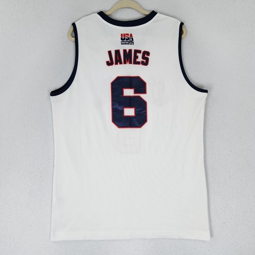 Lebron James 6 Jersey Mens XL White Nike Team USA Basketball Olympic Edition - Picture 11 of 17