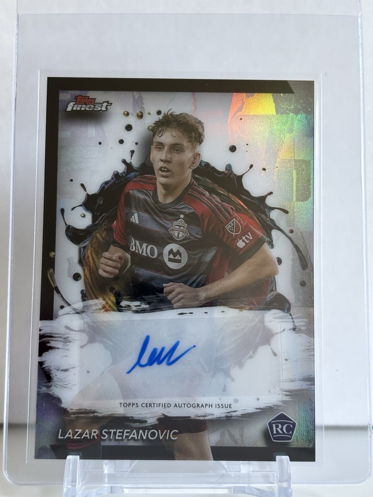 2024 TOPPS FINEST MLS LAZAR STEFANOVIC RC BASE REFRACTOR AUTO TORONTO FC #BA-LS view 1