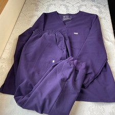 FIGS purple scrub set; long sleeve catarina top and zamora joggers