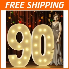 Large Light Up 90th Birthday Numbers - Yellow