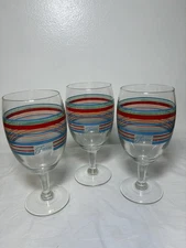 3 Libbey Fiestaware Mambo Striped Stemware Iced Tea Glasses Goblets Vintage 