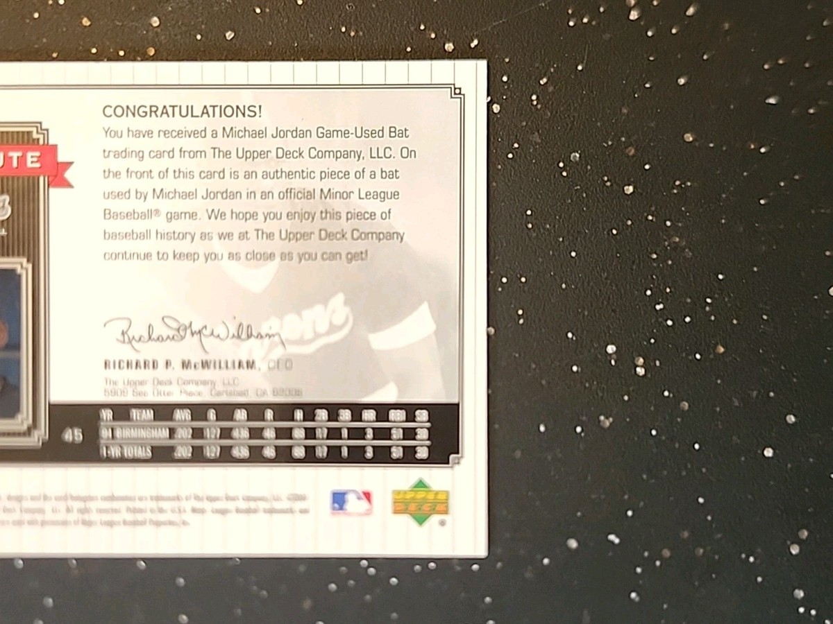 2001 Upper Deck Minor League Baseball Centennial - Mj Salute Bat 